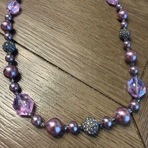 Premier Designs Purple and Silver Beaded Necklace